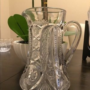 Vintage rare cut glass 9” pitcher